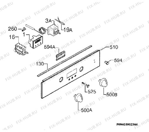 Взрыв-схема плиты (духовки) Electrolux EKD60008W - Схема узла Command panel 037